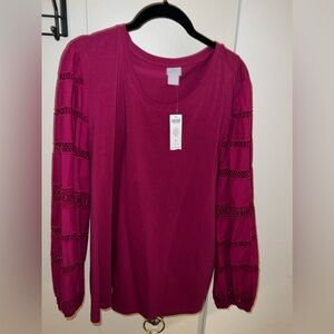 NWT Chico’s casual plum shirt. Size 4. Beautiful spring top